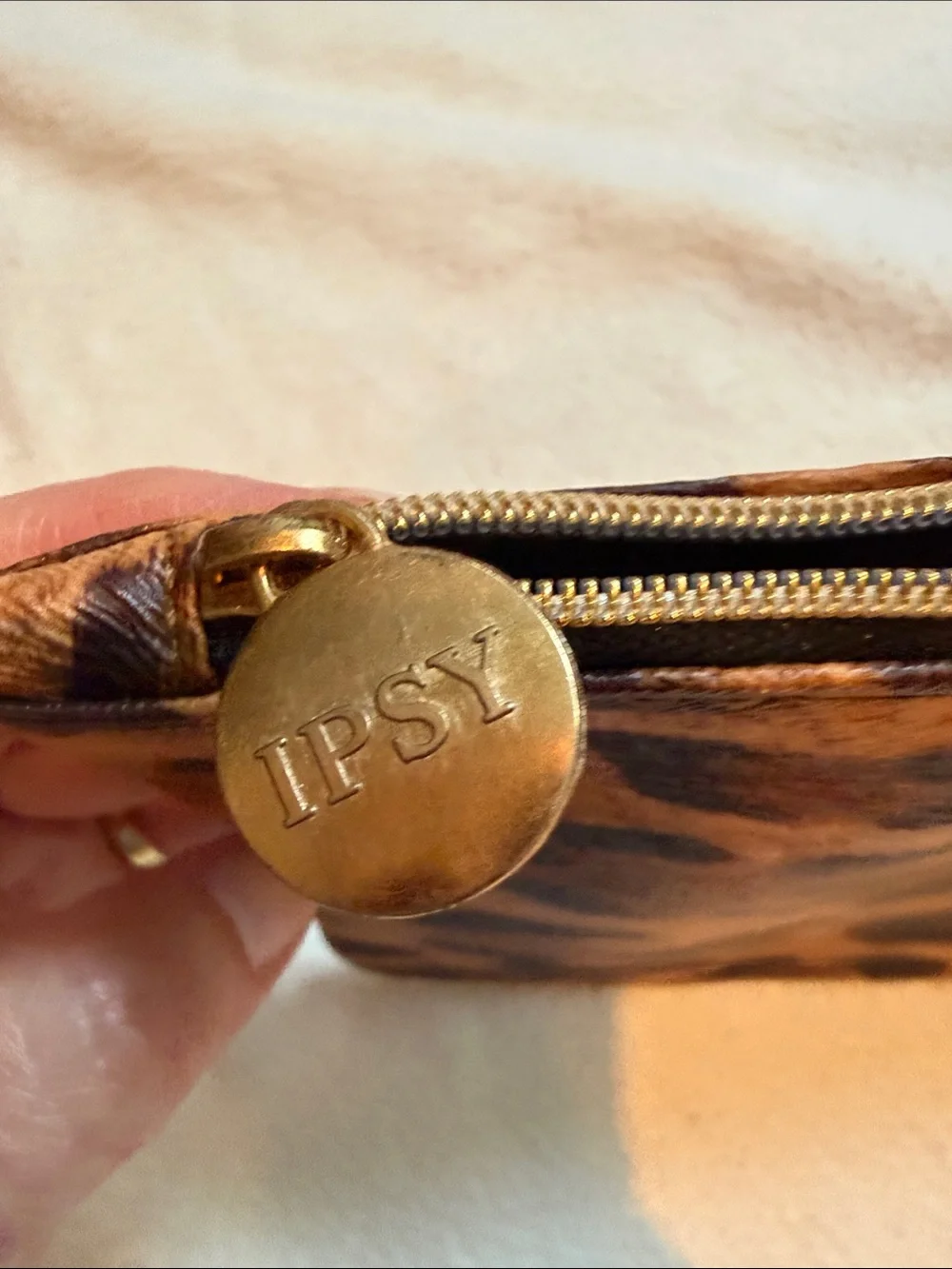 ipsy Leopard-Print Cosmetic Pouch with Gold Pull